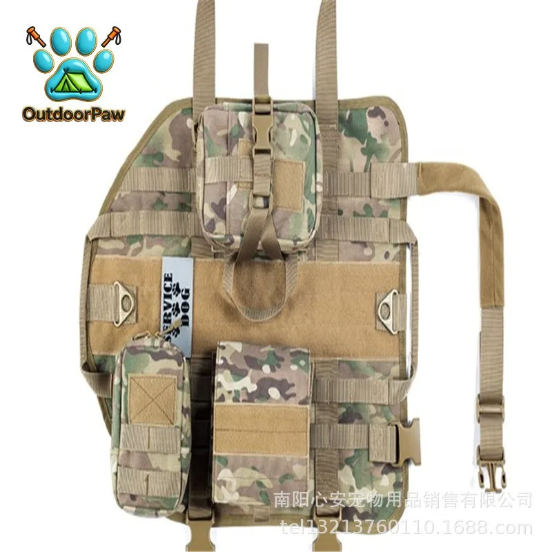 Working dog tactical chest back, combat version vest, tactical vest, duty protective clothing, dog belt three-pack storage bag