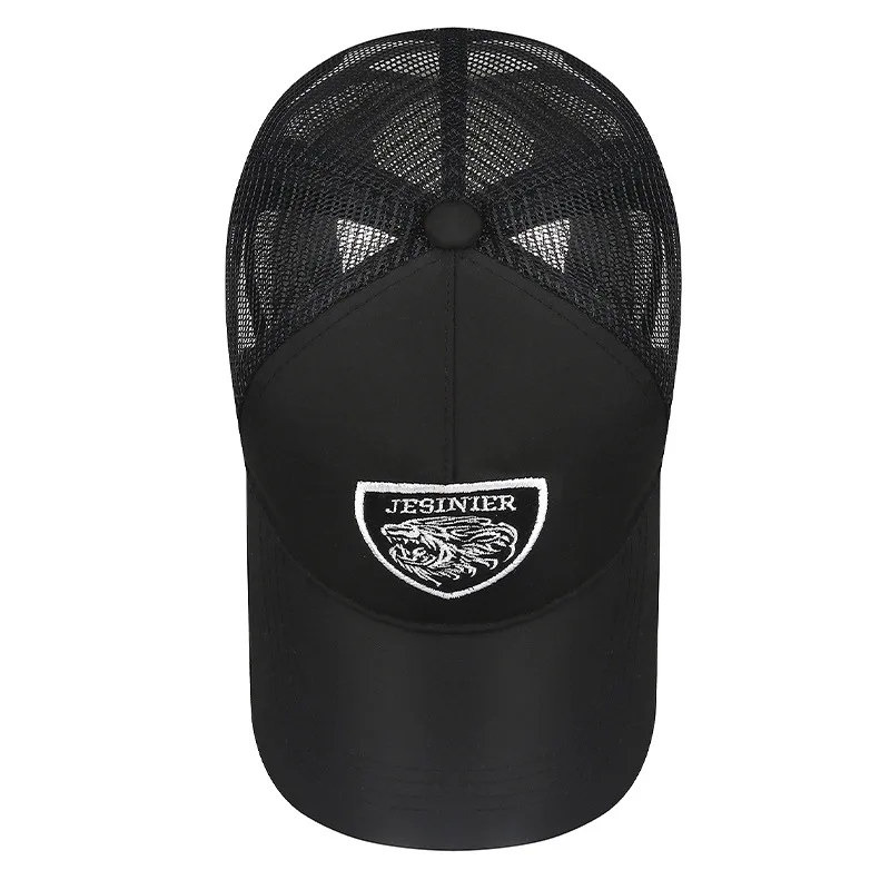 Embroidered Lion Head Black Sunscreen Hat Summer Outdoor Hardtop Mesh Baseball Cap Simple Atmospheric Breathable Snapback Cap