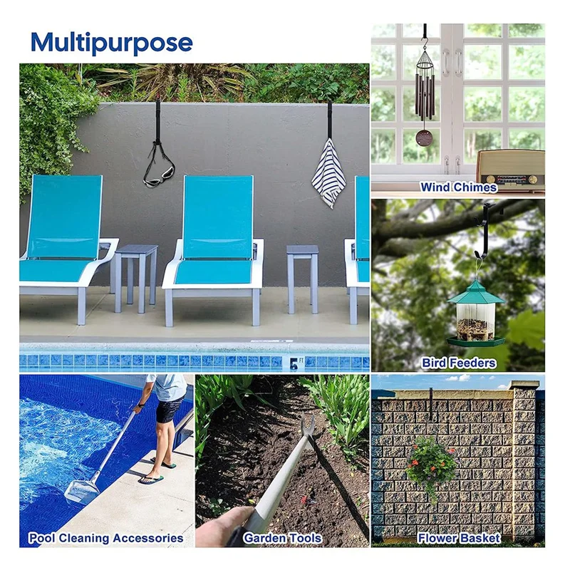 

4 шт. металлические крючки для бассейна, металлические крючки для забора, держатель инструментов для бассейна для телескопических столбов, скиммеры, сетки, щетки