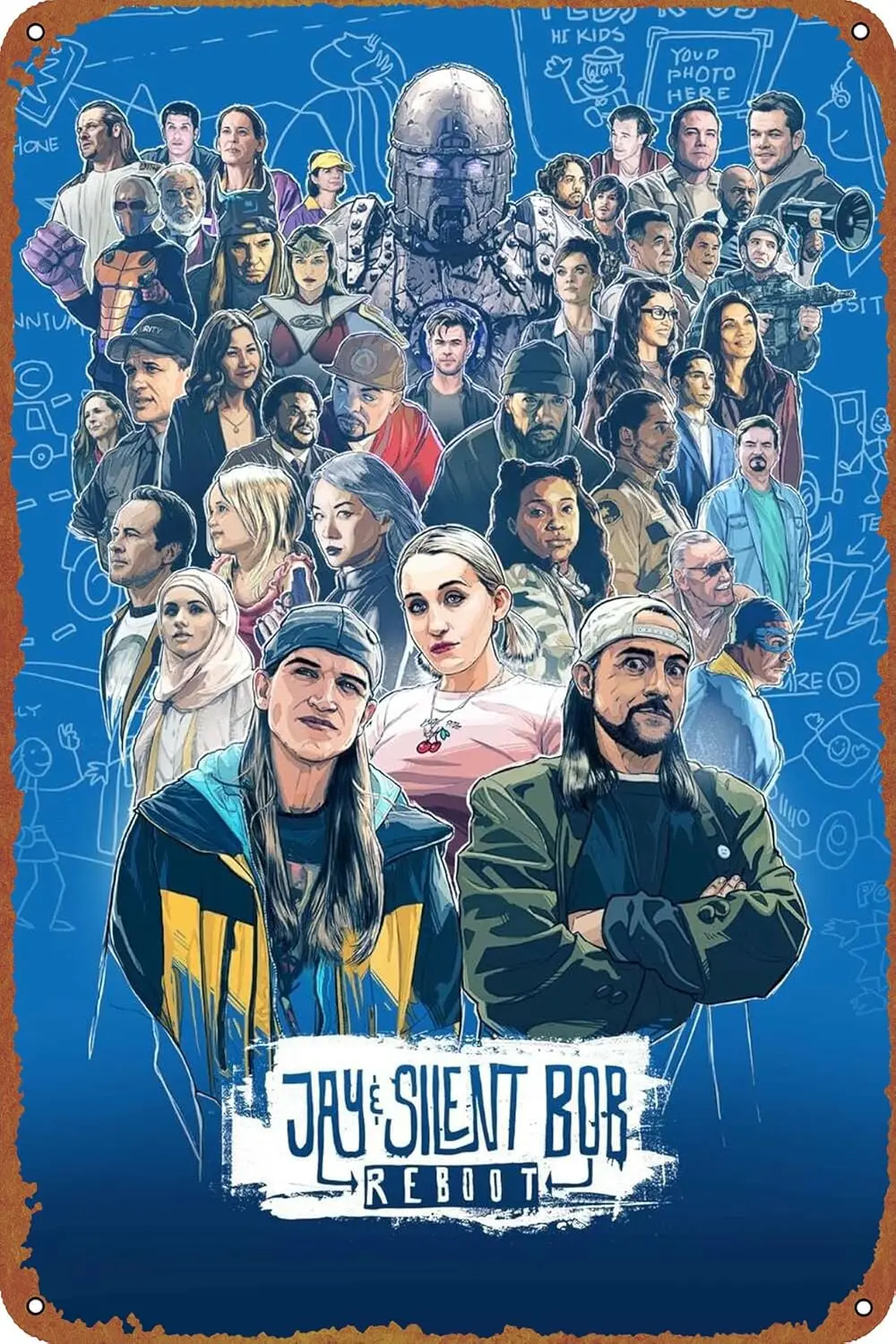 Jay and Silent Bob Reboot Metal Tin Sign Vintage Wall Art Decoration Living Room Bathroom Kitchen Movie Poster Decor 8 * 12 Inch