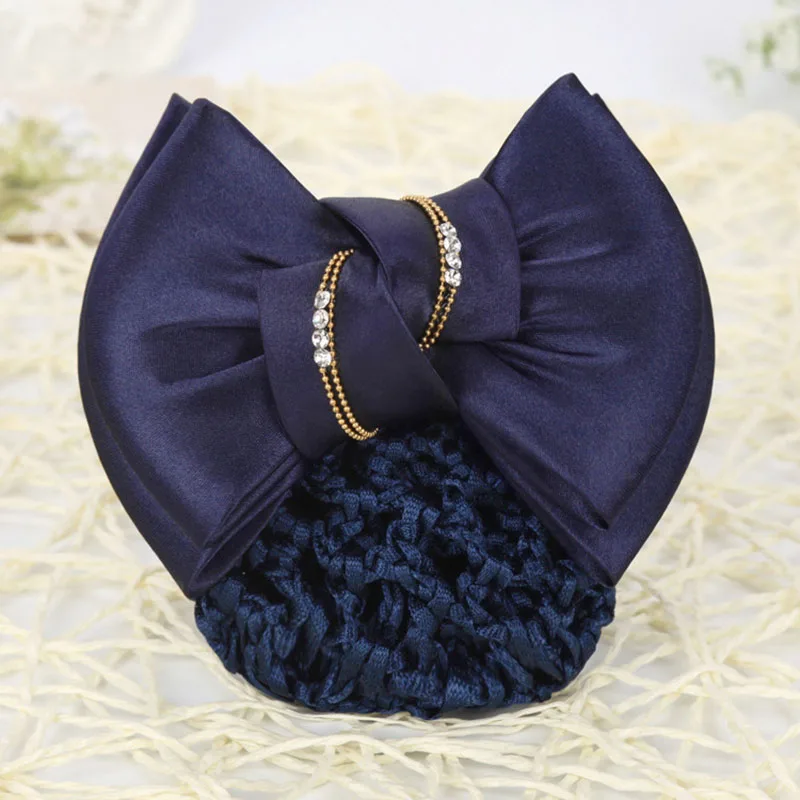 Korean Satin Bow Hairclip With Net Bun Ribbon Hair Bun Cover Elegant Ladies Hairgrips Hairpins Barrette Women Hair Accessories