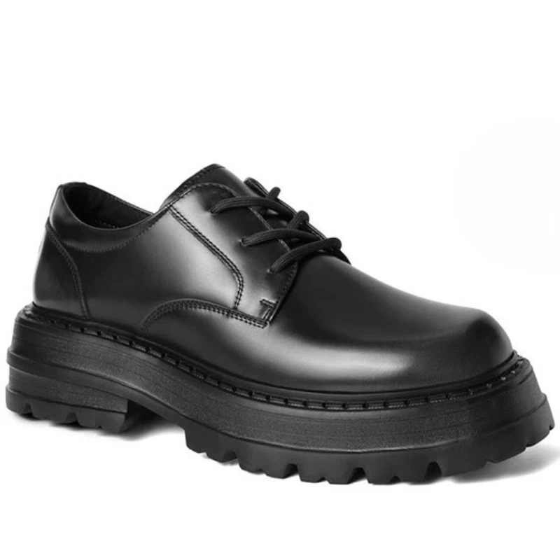 Men's Dress Shoes Genuine Leather Breathable Business Casual Thick Sole Height-increasing Shoes British Commuter Derby Shoes for
