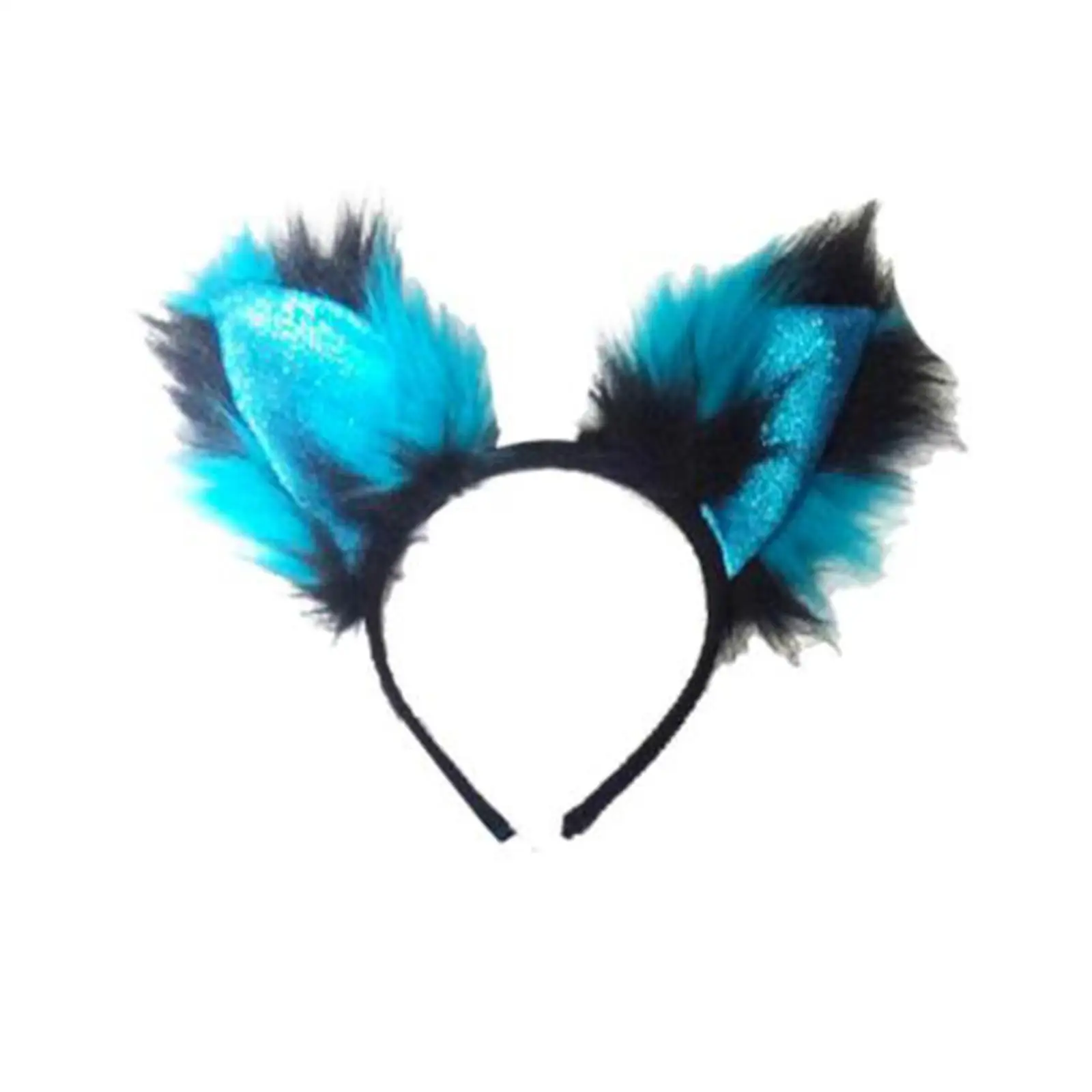 Plush Fox Ears Hair Hoop Costume Cosplay Tail Dress Animal Themed Parties Headpiece Women Girls for Stage Performance Kids Adult