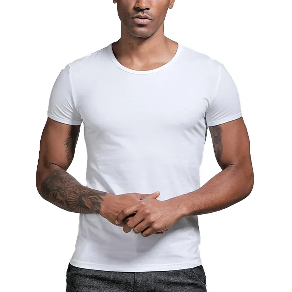 

Fitness Tops For Workouts Short Sleeve Activewear Mens Fitness T-shirts Summer Casual Wear Dark Blue O Neck Summer Activewear