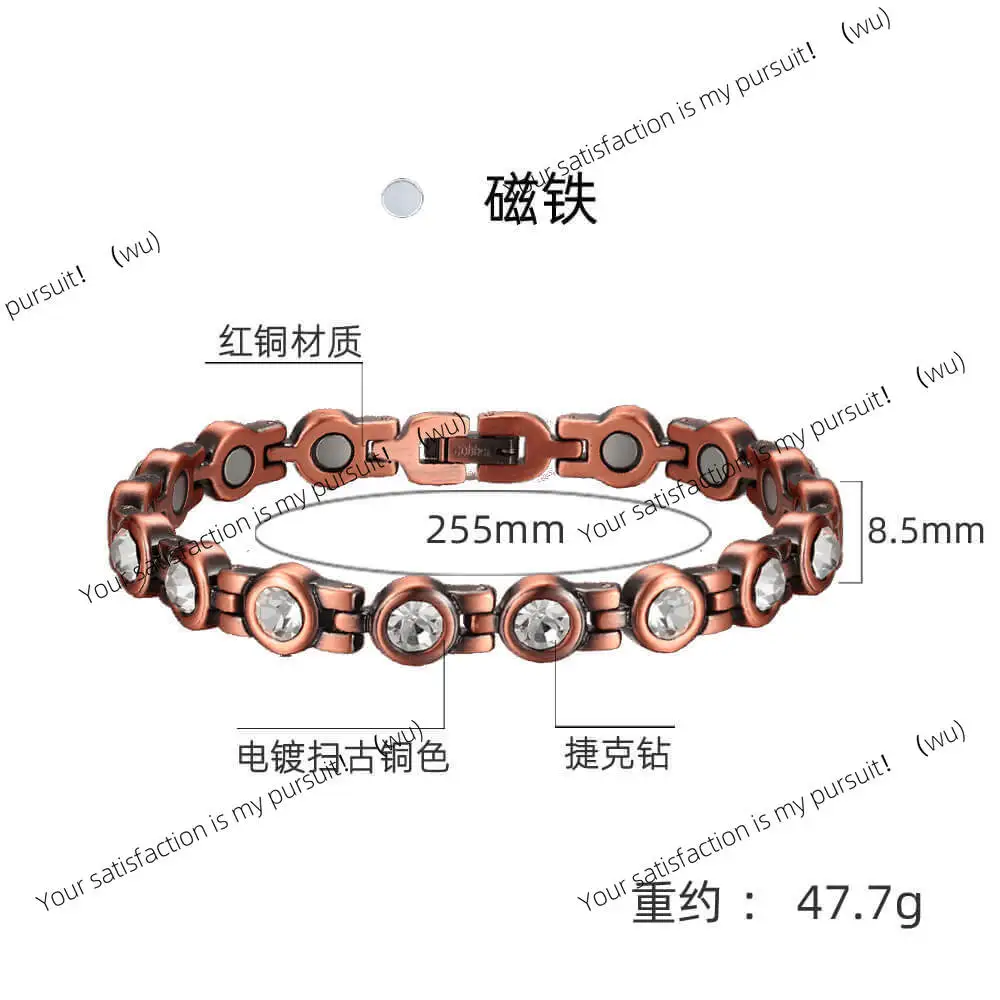 Pure red copper anklet European and American fashion light luxury diamond water drop anklet instep chain magnet crystal copper
