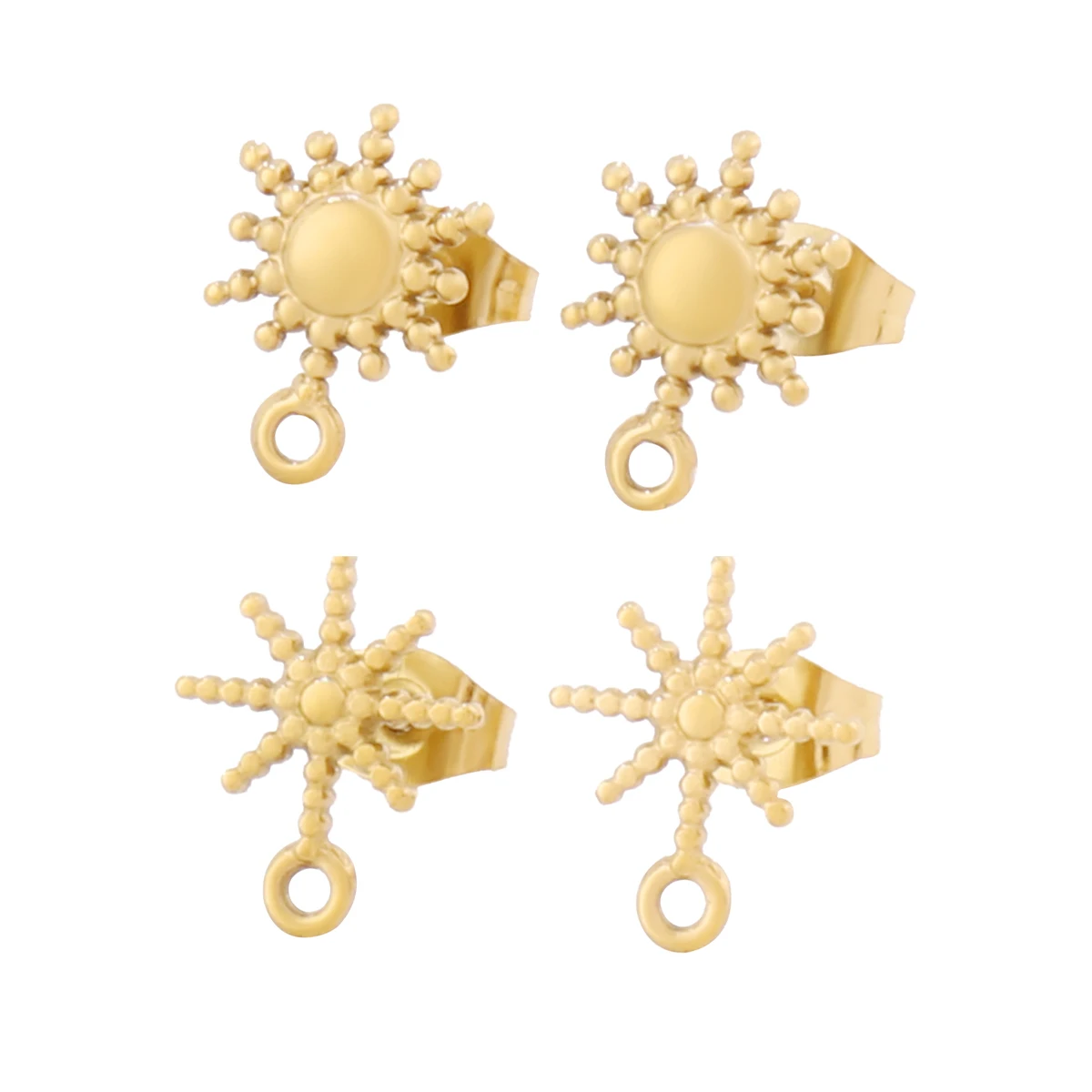 4pcs Stainless Steel Sun Stud Earrings Base Findings Fashion Geometric Earrings Posts For DIY Earring Jewelry Making Accessories
