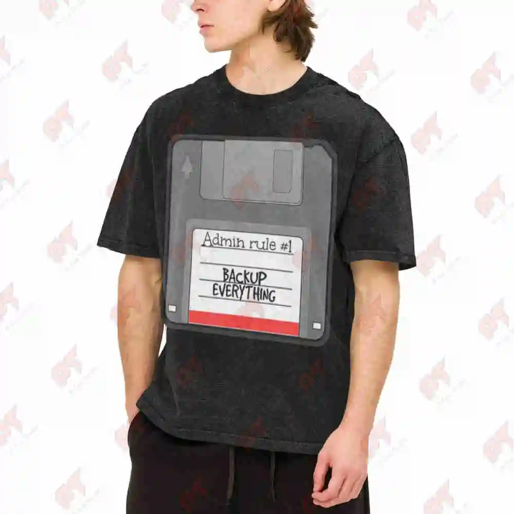Admin Rule Backup Everything Vintage Washed Tee Pure Cotton T-Shirt