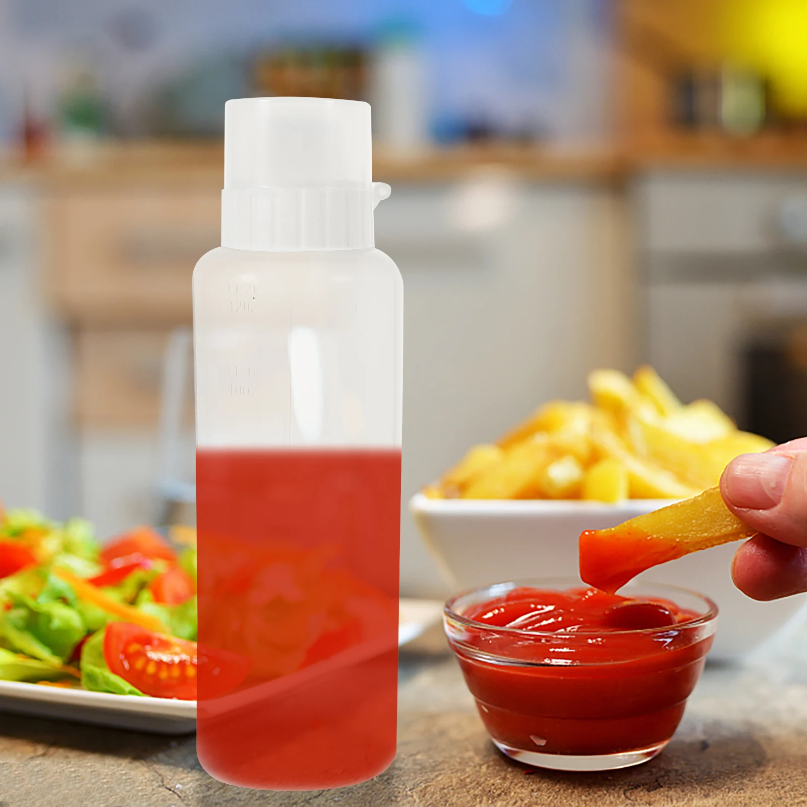 

2pcs 350ml White Large 175ml White Small Squeeze Bottles for Ketchup Salad BBQ Gadgets Refillable Containers
