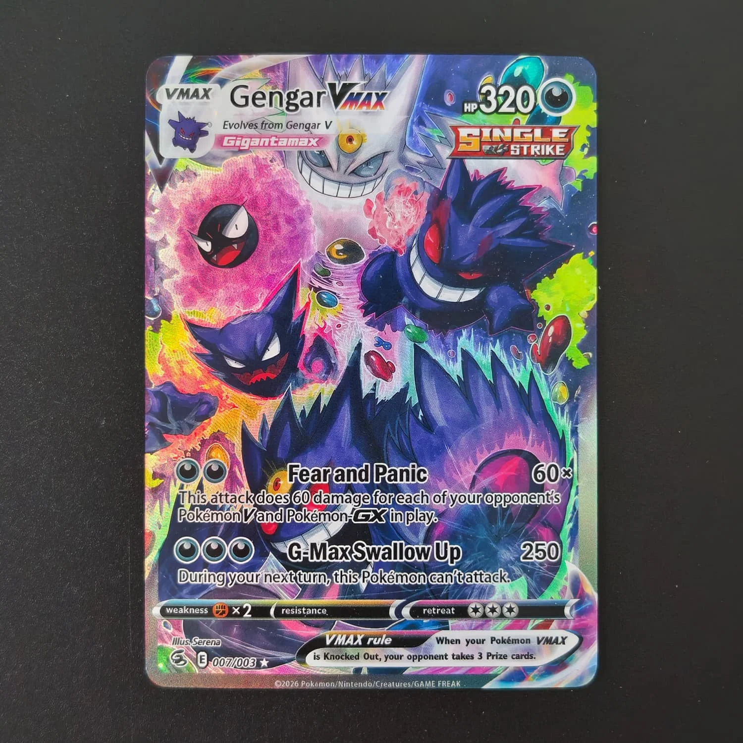 DIY Gengar VMAX 007/003 Foil Texture Cards English Version Collectible Grade Premium Anime Collection Cards