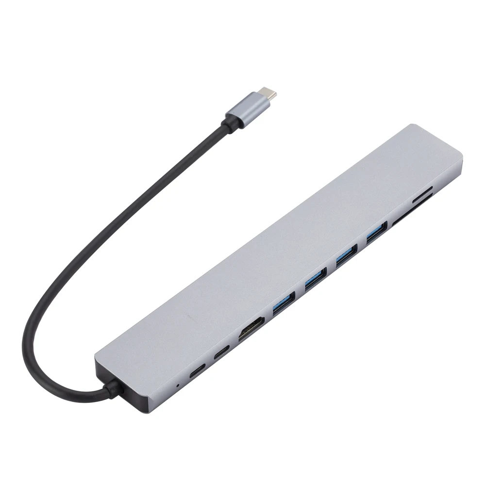 

10 in 1 Type C Hub 3 USB2.0 1 USB3.0 5 Gbps USB C Dongle RJ45 Ethernet 100W PD 4K HDMI-Compatible for MacBook Pro Air HP XPS Etc