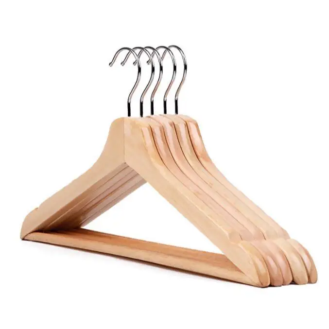 White Black Wood Clothes Hanger with Pants Bar, Durable Shirts Suit Hanger for Hotel, 50pcs/lot Wholesale