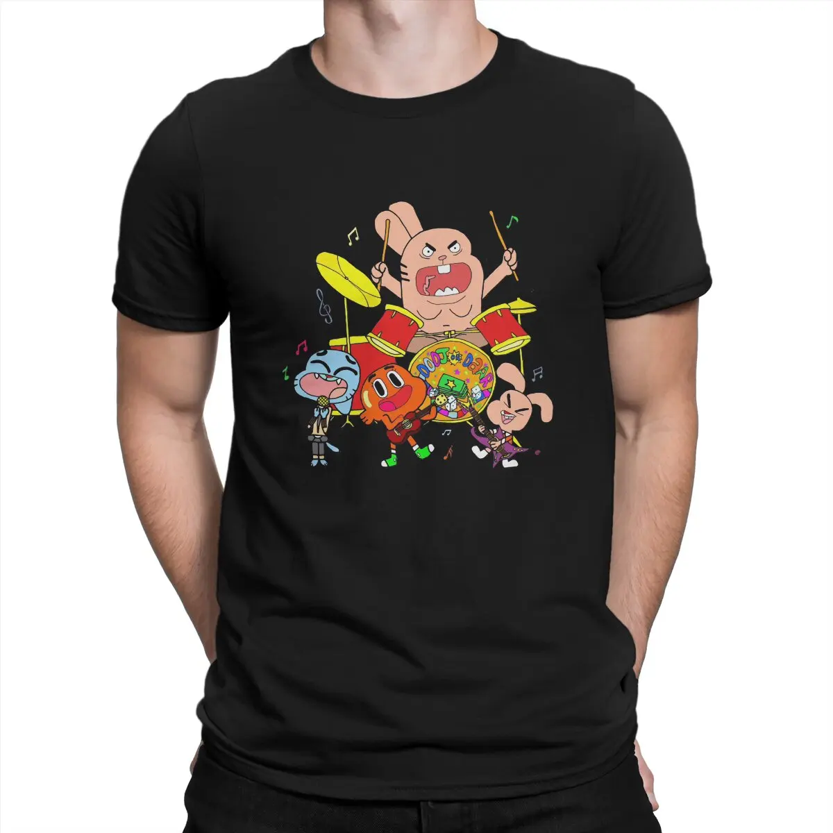 T-The Amazing World of Gumball Creative TShirt for Men Rock Band Round Neck Basic T Shirt Hip Hop Birthday Gifts Tops