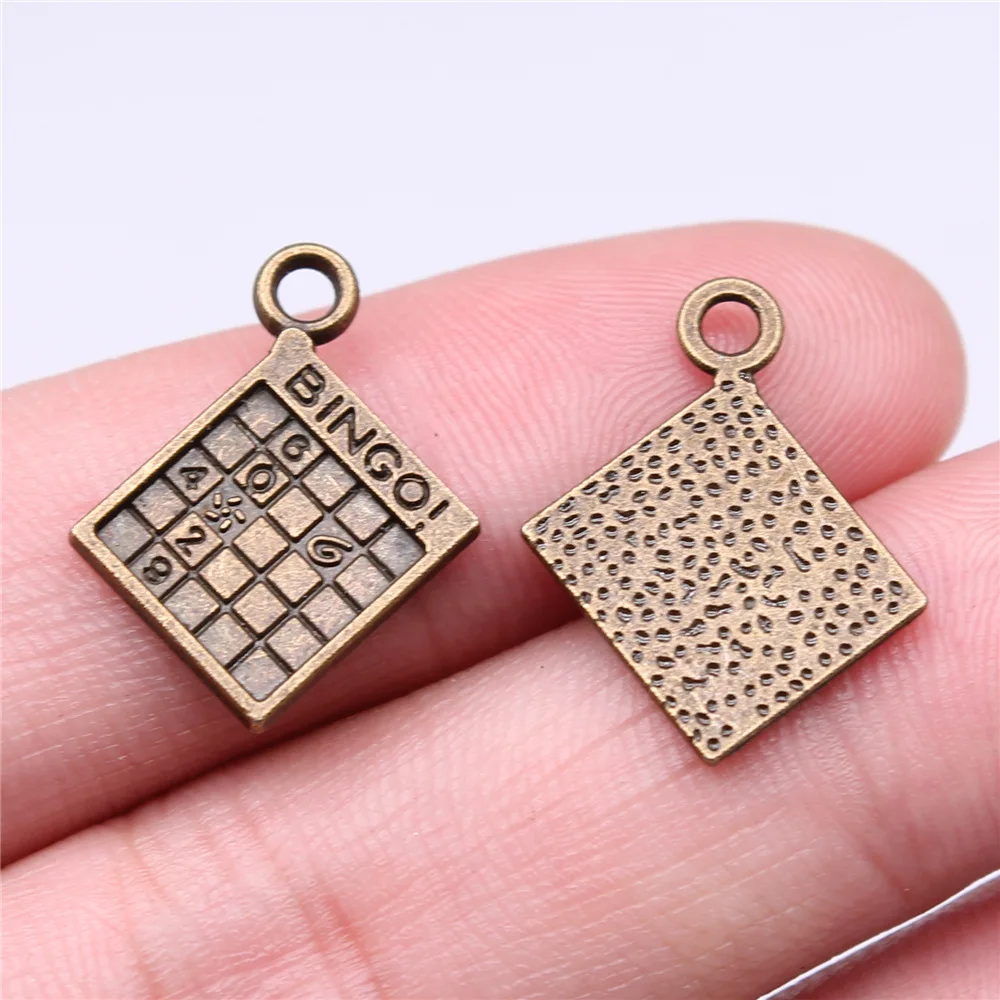 20pcs 15x17mm(0.59x0.67inch) 2 Colors Antique Bronze Color Antique Silver Color Bingo! Minesweeper Charms Jewelry Making
