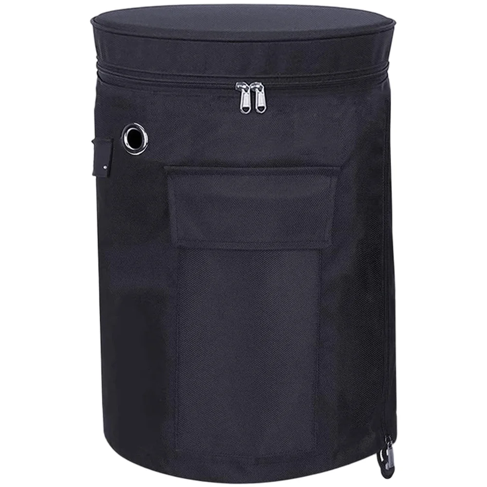 Black Propane Cylinder Cover 600D Oxford Fabric Waterproof for 5kg and 11kg Gas Tanks with Air Vents and Drawstring Base