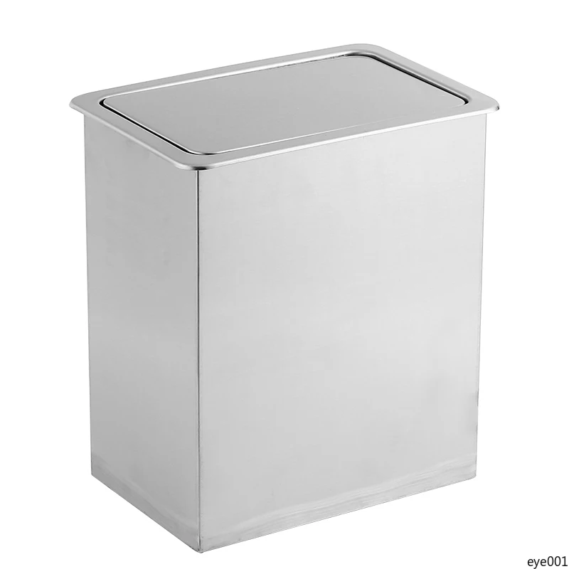 Concealed Square Countertop Trash Bin - 304 Stainless Steel Inset Garbage Can for Kitchen Sink & Vanity