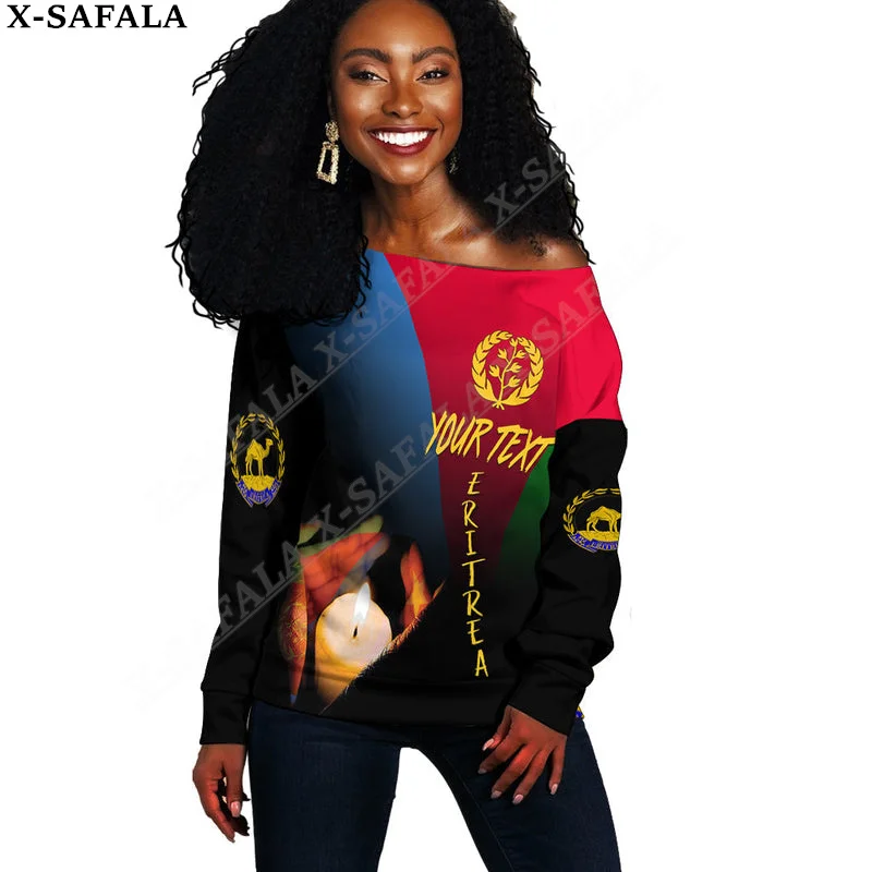 Proud Eritrean Martyrs Day In Memory Flag Style 3D Printed Novelty Women Off-Shoulder Casual Long Sleeve Sweatshirt Pullover-1