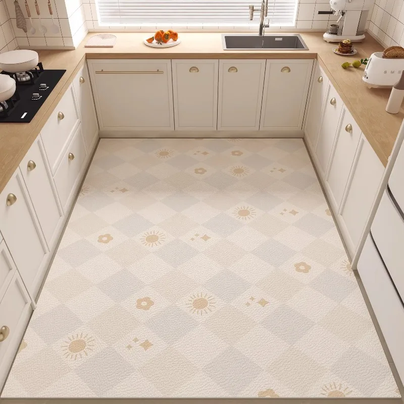 Colorful Polka Dot Kitchen Floor Mat Scrubable PVC Waterproof Carpet Wipe Clean Oil-proof Water Proof Impermeable Rug Alfombra