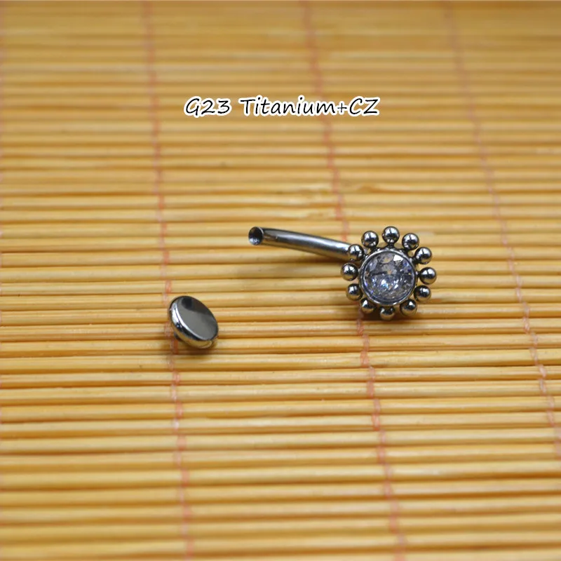 Imagem -06 - Titânio cz Inteligente Umbigo Umbigo Piercing Corpo Jóias Curva Barbells Anéis de Barriga 14g x 10x4 mm G23 10 Pcs