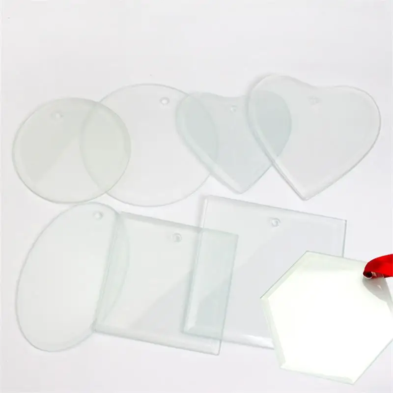 50 Sublimation Blanks Glass Pendant Christmas Ornaments 3.5inch Single Side Thermal Transfer Ornament Festival Decore Customized