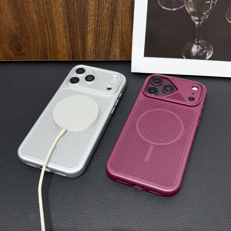 For Magsafe Magnetic Wireless Charging Solid Color Matte Soft TPU+Hard PC Heat Dissipation Shockproof Phone Case For iPhone 18 17 Pro Max with Ai Camera Button Back Cover
