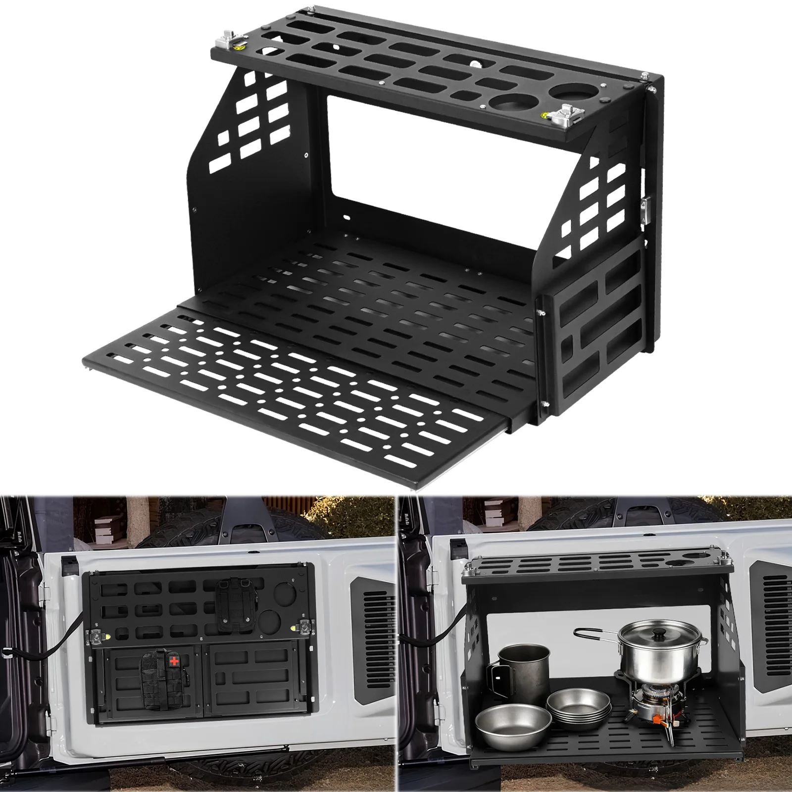 

For Ford Bronco 2/4 Door Auto Camping Picnic Rack Wear Resist Outdoor Travel Foldable Panel Large Capacity Car Storage Supplies