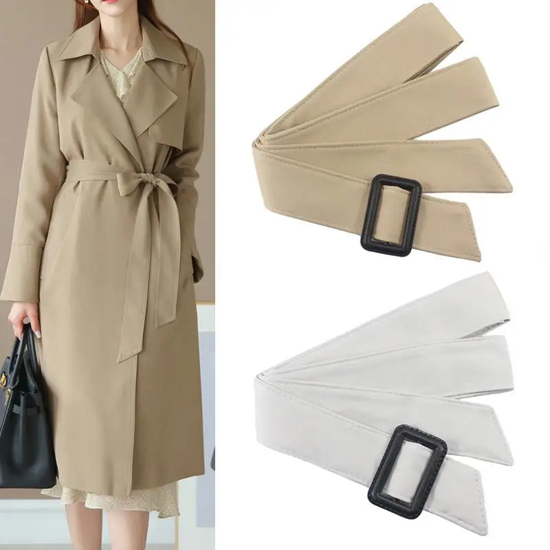 

Leather Belt Khaki Decorative Belt for Coat And Jacket Outdoor Use 4cm Width Men's Belt Simple Versatile Style