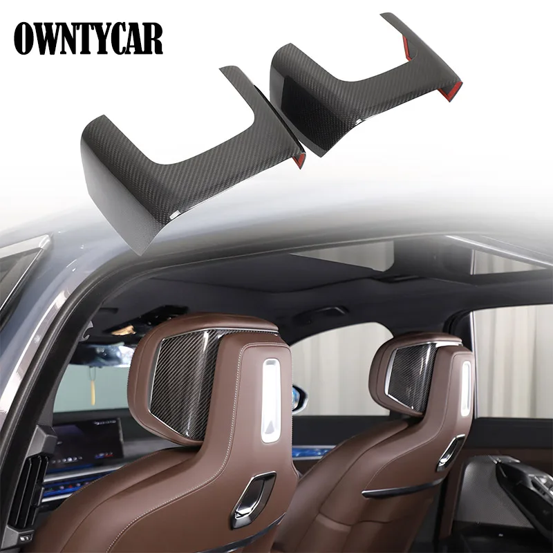 

Для BMW 7 серии G70 2023-2025 из настоящего углеродного волокна, панель подголовника автомобильного сиденья, декоративная рамка, наклейка, аксессуары для салона автомобиля