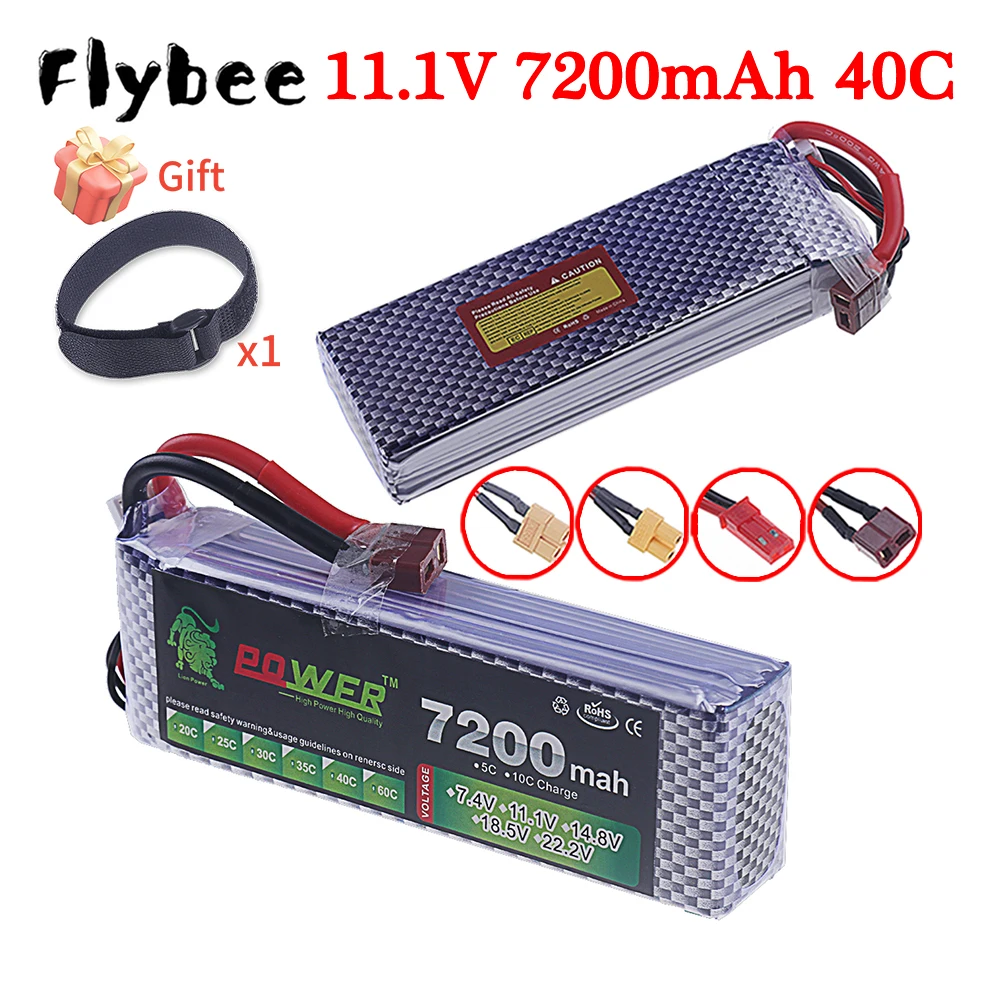 Lipo Battery 7200mah 11.1V 3S 40C LION Power Toys Drone Battery for RC Car Plane Truck Tank Buggy Boat Racing Models