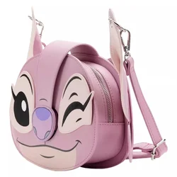 Cute Stitch Backpack PU Leather Pack Travel Girls Messenger Bag One-Shoulder Handle Bag with Detachable Shoulder Strap Mini Bag