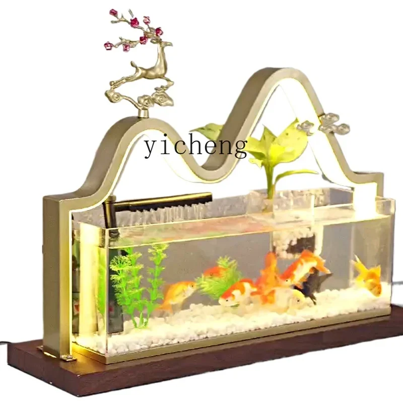 

XL fish tank, self-circulating flowing water ornament filtration and oxygen production, advanced sense villa decoration desktop