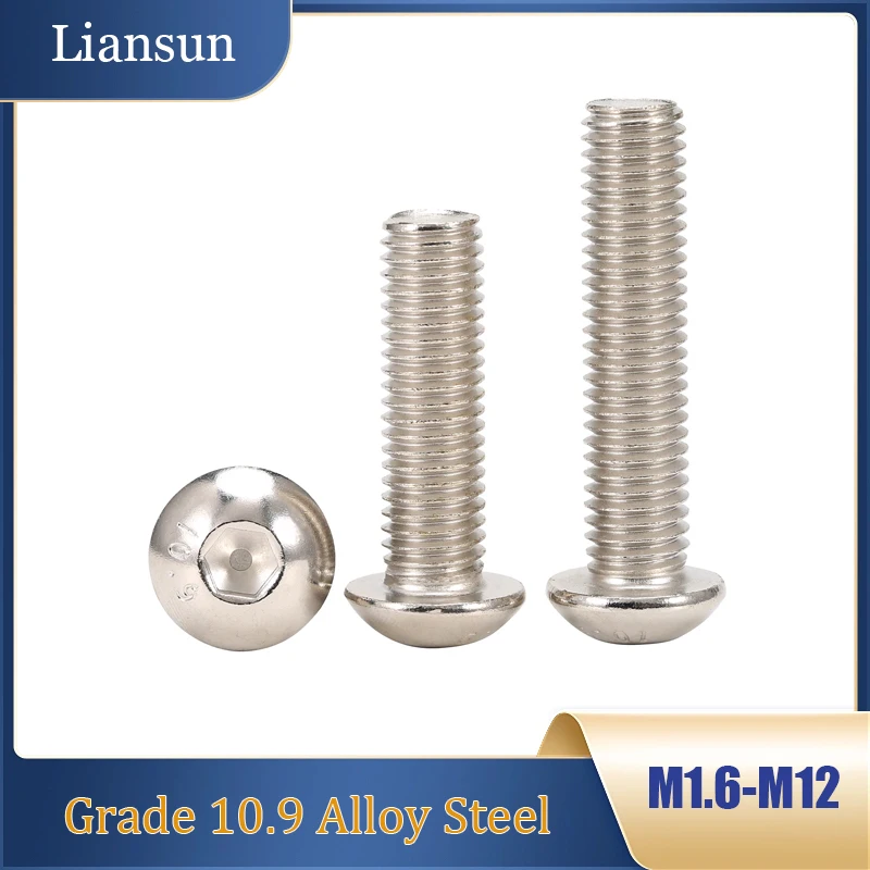 

10.9 Nickel-Plated Hex Socket Screws – Button, Pan & Truss Head, Bolts Included, M1.6-M12 for Electronics & Machinery