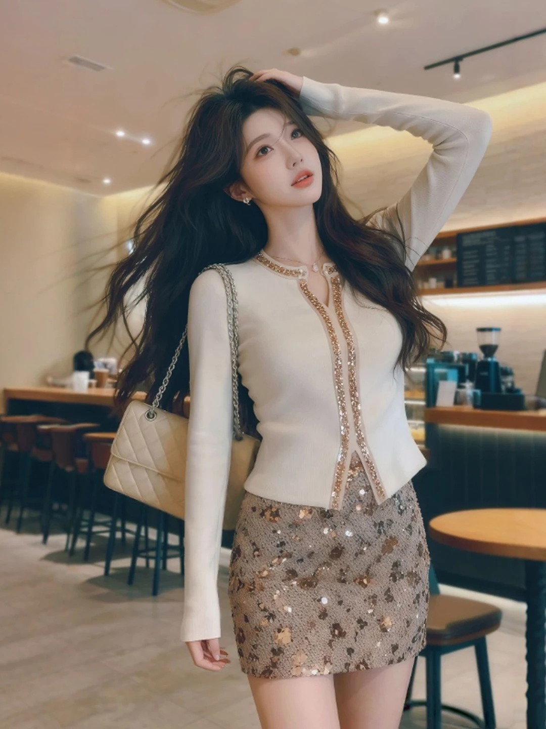 

Korean Style Knitted Sweater And Skirt Two-Piece Set Spring Fashion Comfortable Breathable Women's Ensemble round Neck L...