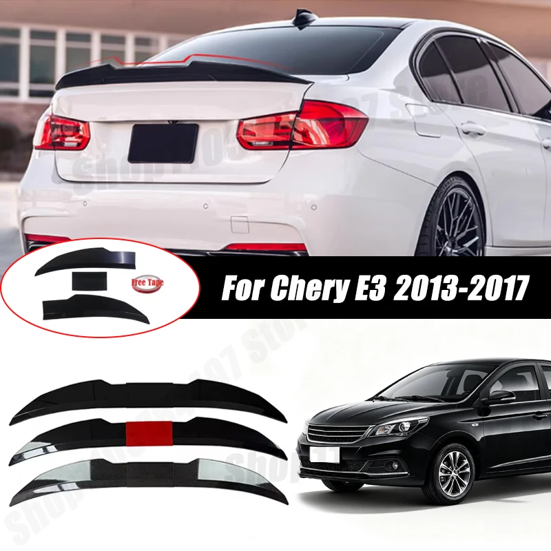3pcs Sedan Rear Trunk Spoiler For Chery E3 2013-2017 Adjustable DIY Modified Trunk Spoiler Automotive Accessories