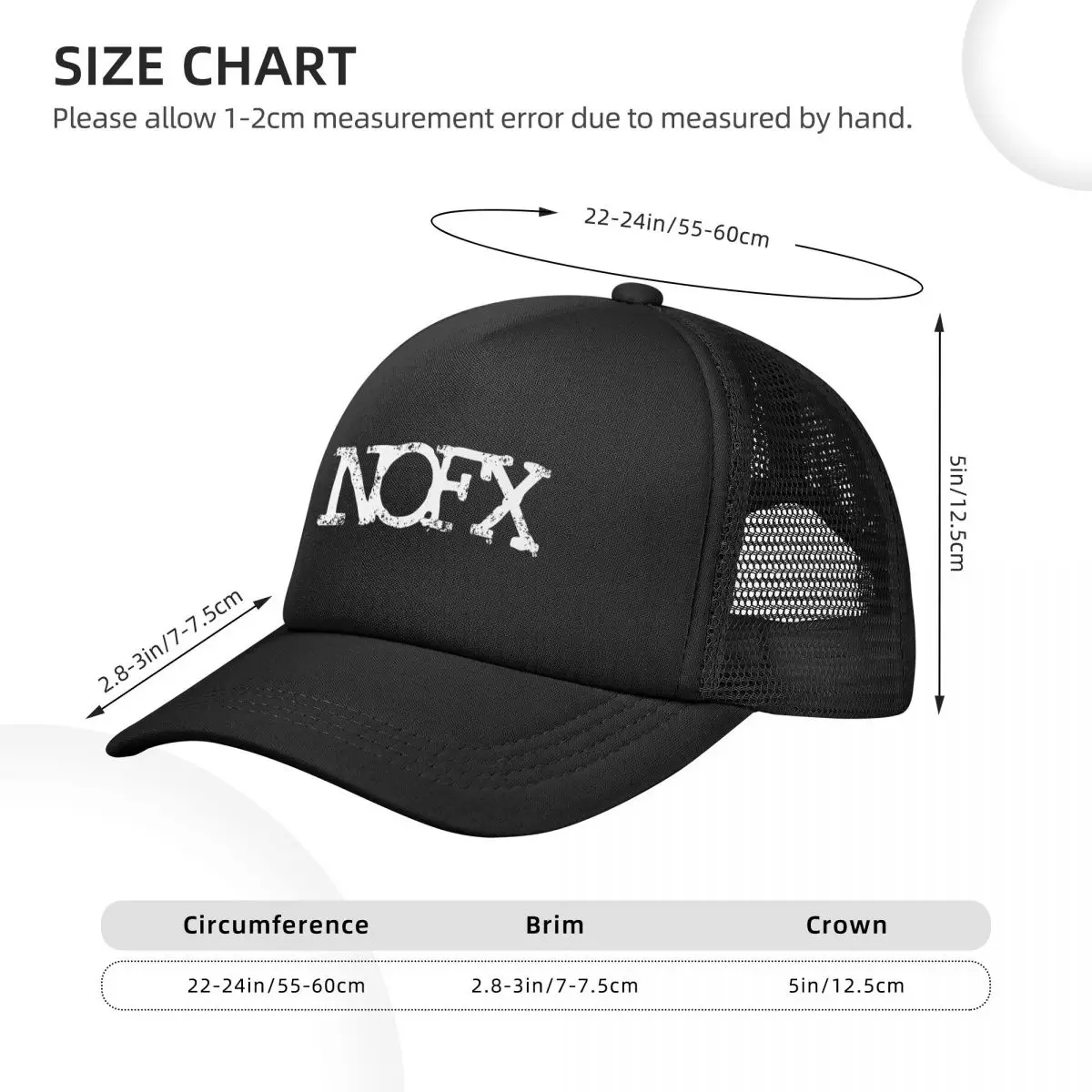 Nofx Punk Band Logo Mesh Golf Hut kappen für Unisex verstellbare Snapback Mesh-Back Sommer Outdoor Caps