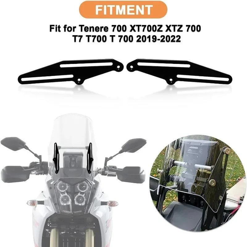 Motorcycle Windscreen Support Holder Kits 100mm 4 Inches Height Adjustment for Yamaha Tenere 700 T700 XT700Z XTZ690 T7 2019-2024