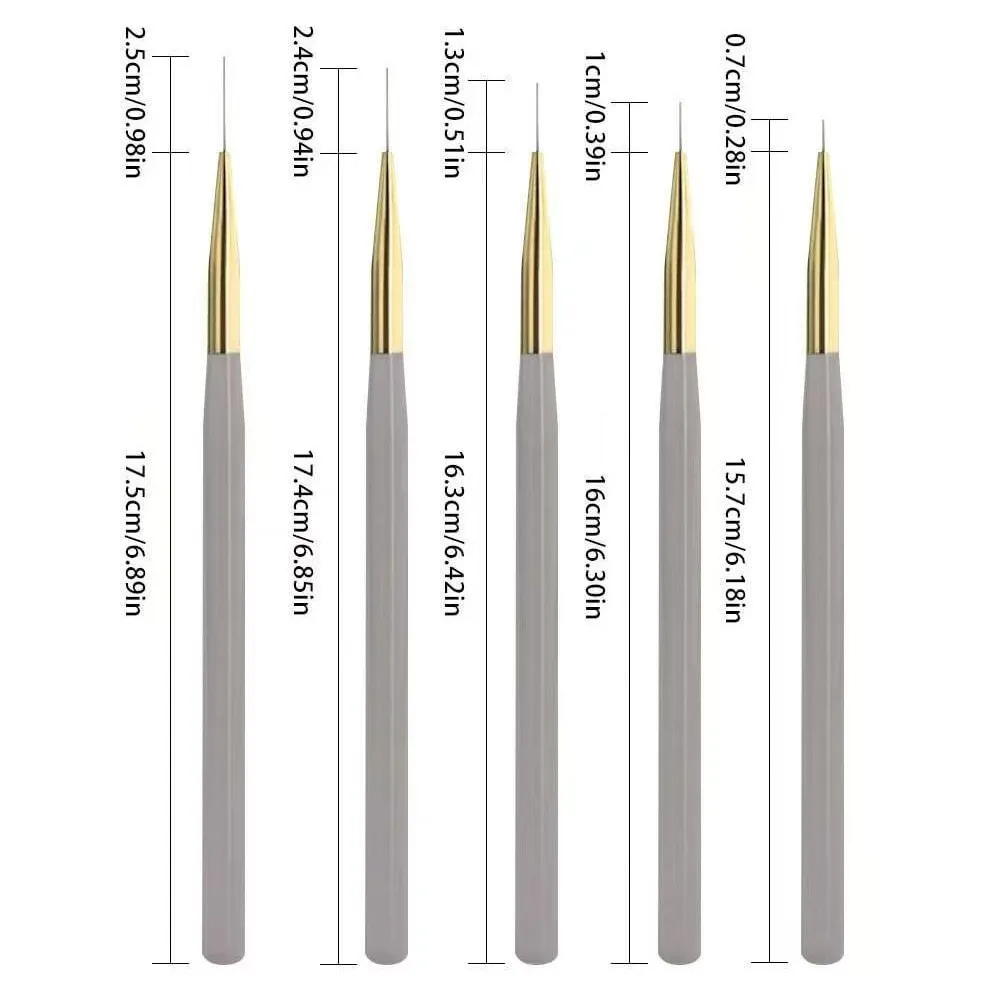 1Set 5Pcs Nail Art Liner Brushes French Stripe Nail Line Painting Pen Slender Long Line Drawing Brush UV Gel DIY Manicure Tool