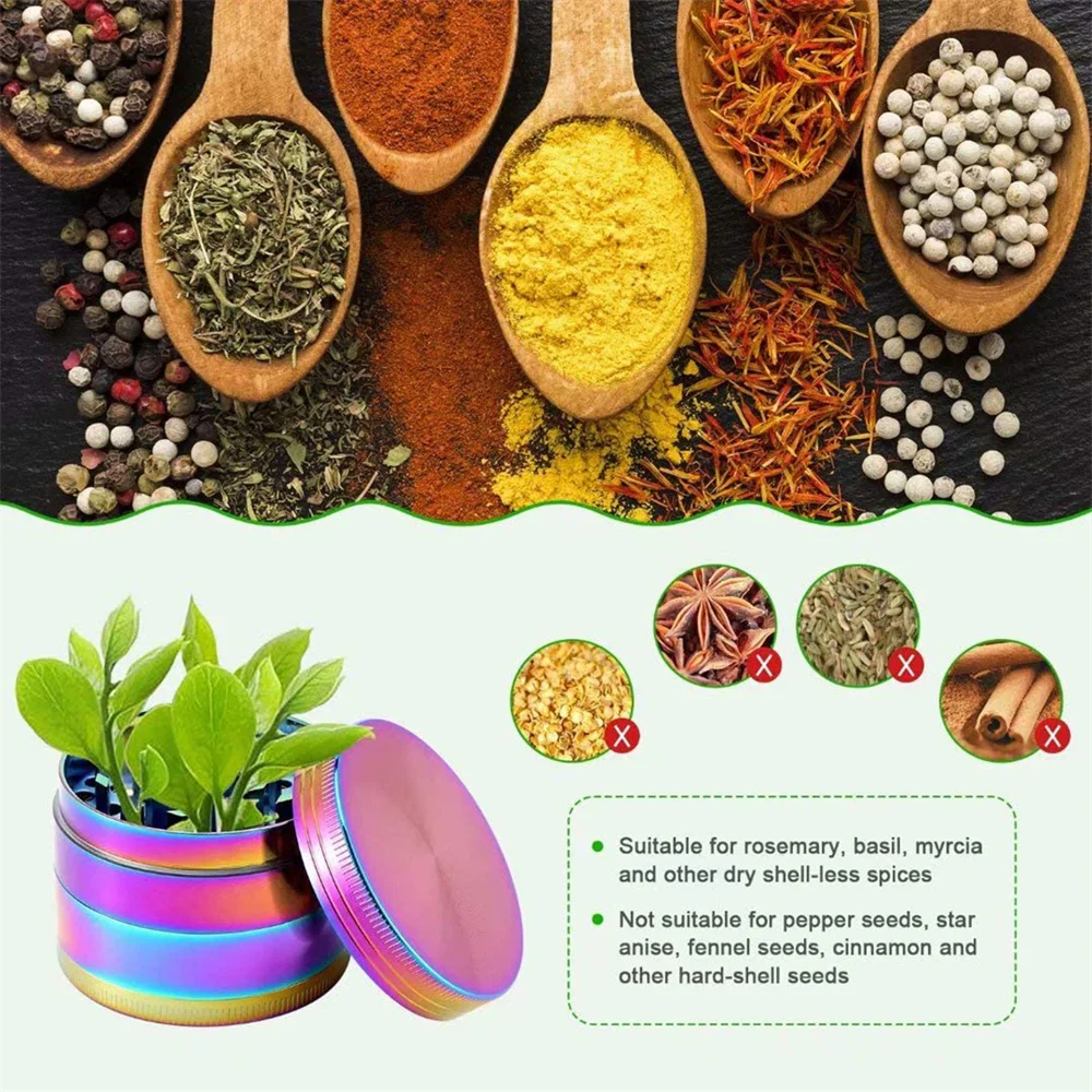 Mini Zinc Alloy Metal Hemp Pepper Pot, Spice Mill, Dry Herb, Smoke, Cigarette Accessories, Herbal Tobacco Grinder 40mm, 4 Layers