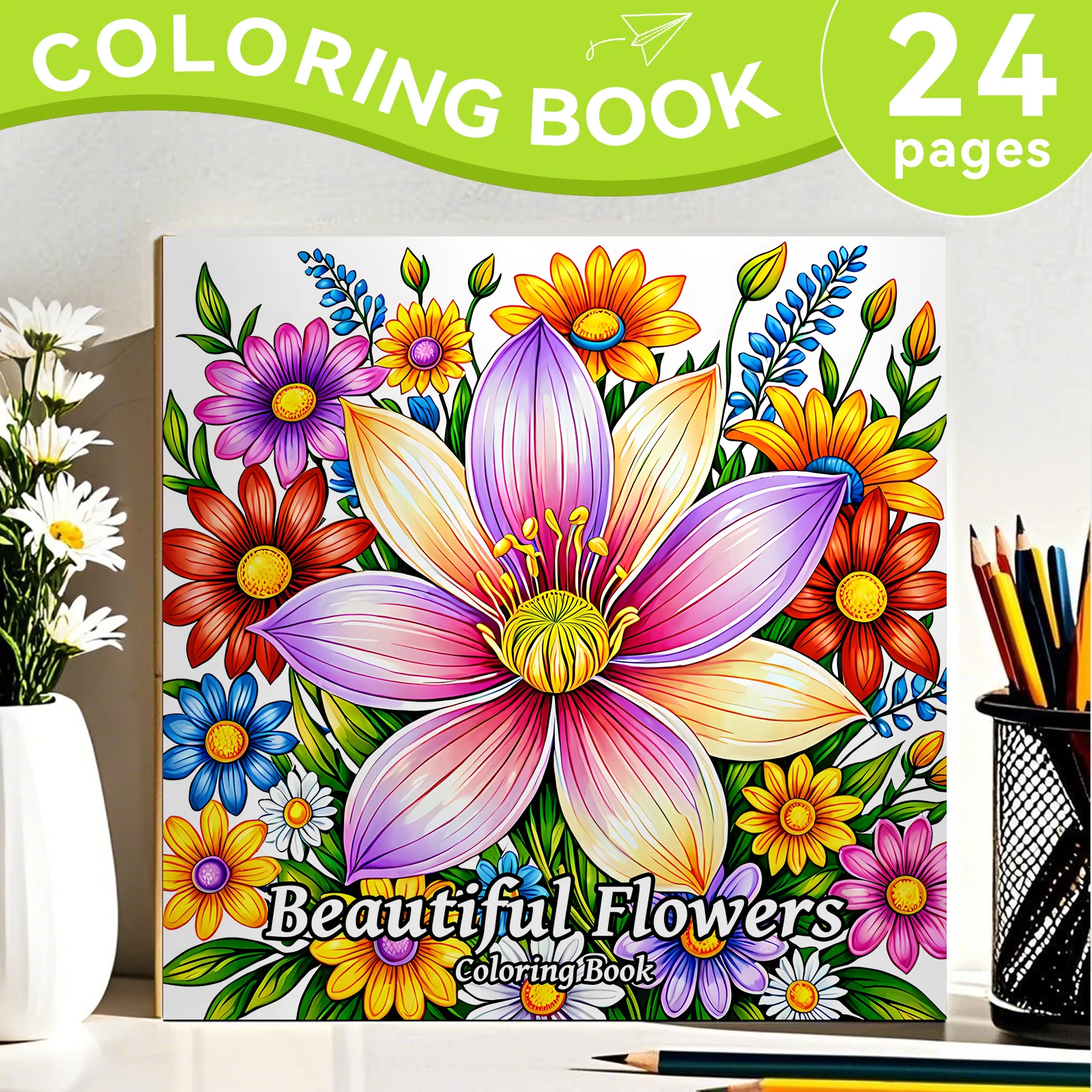 Adult Flower Art Coloring Book Relaxing Floral Patterns Graffiti Drawing Stress Relief Leisure Time Perfect for Birthday Gift