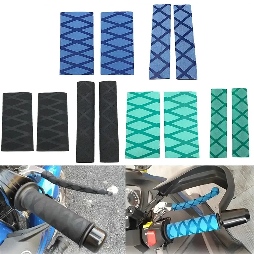 4PCS Set Handlebar Cover Gloves Green Rubber ADV Anti-Slip Heat Shrink Motorcycle Grip R1200GS R1250GS Black Blue