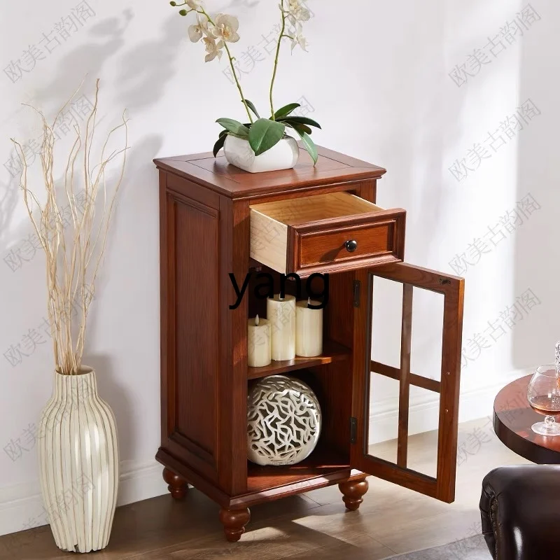 LH small wine cabinet pure solid wood small tea side few retro living room TV display cabinet household