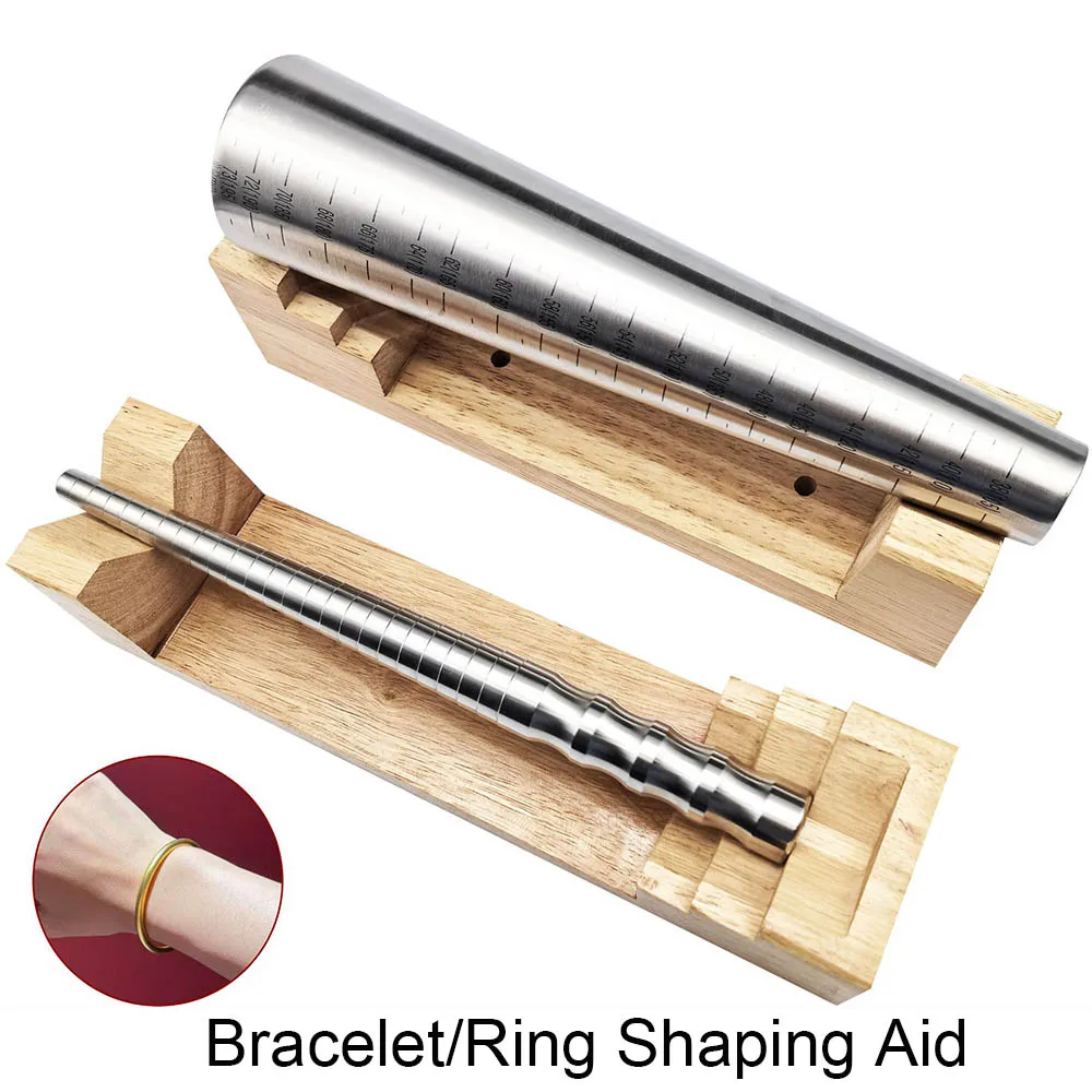 Bracelet and Ring Shaping Assist Stand Bracelet/Ring Mandrel Wooden Shaping Aid Holder for Jewelry DIY Work