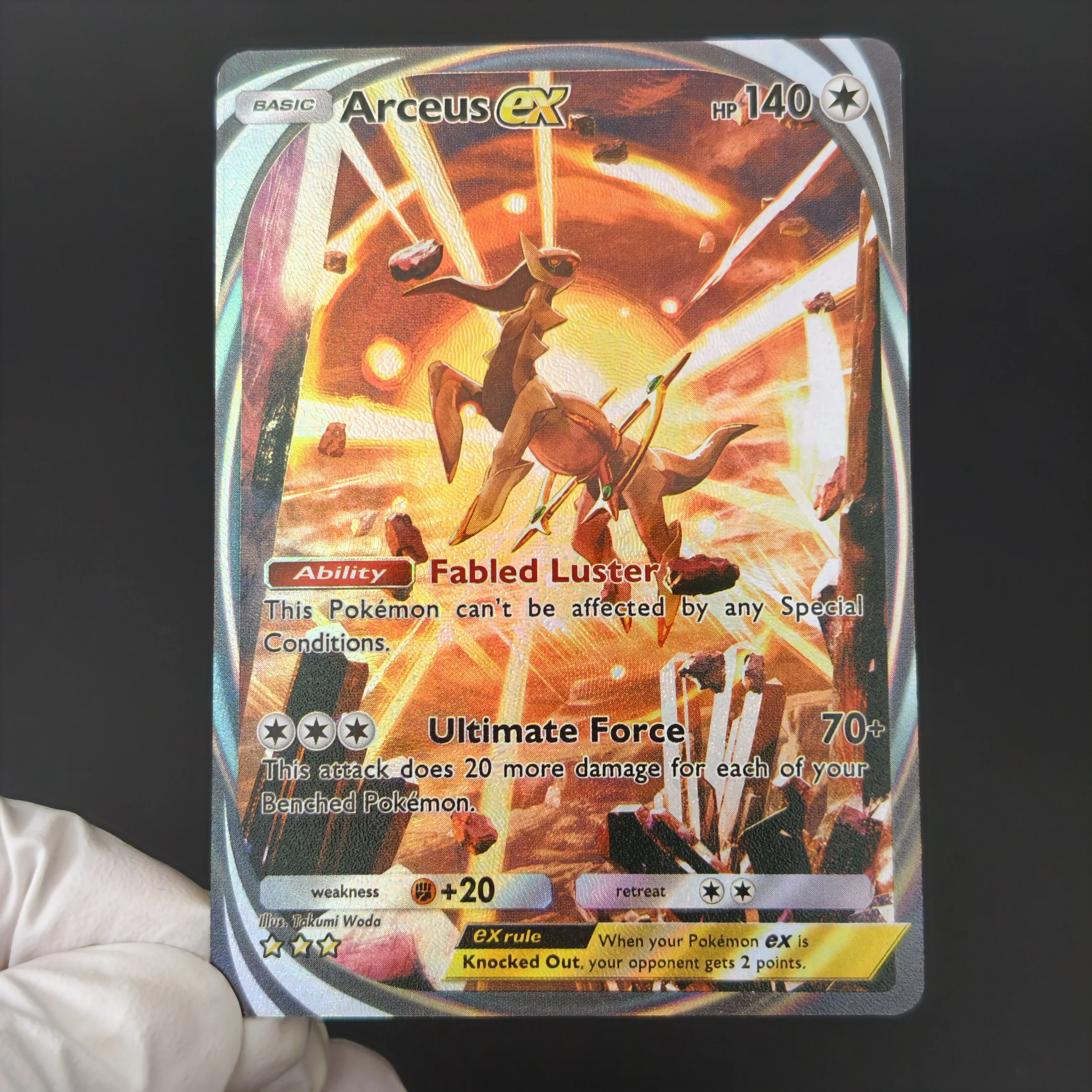 Proxy English PKM Card Pocket Arceus Mew Dialga Holo Foil Textured Card DIY TCG Advanced Anime Collection Card