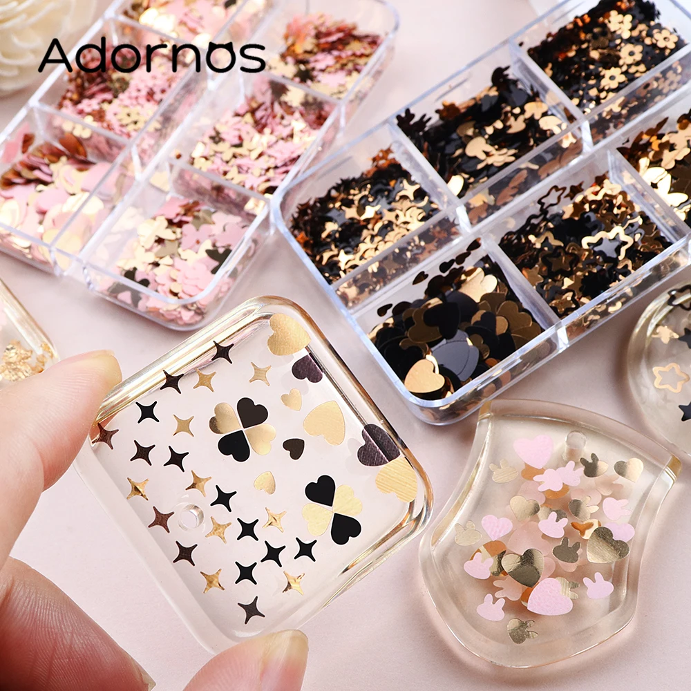 2pcs Sweet Cute Rabbit Butterfly Sequins Epoxy Resin Glitter Flower Love Heart Flake DIY Valentines Day Gift Resin Crafts Filler