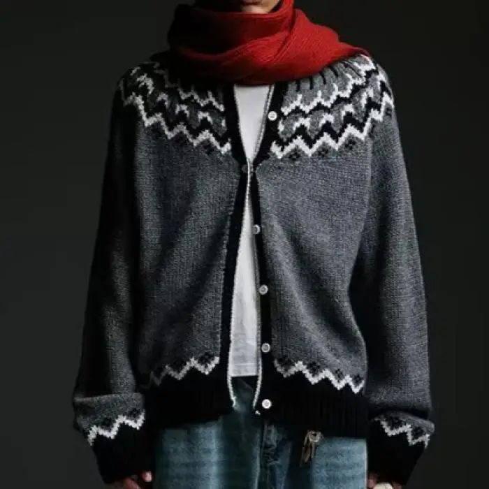 سترة رجالية أمريكية الطراز بياقة سحاب ورقبة مستديرة للخريف والشتاء، معطف كارديجان فضفاض بأكمام طويلة للجنسين