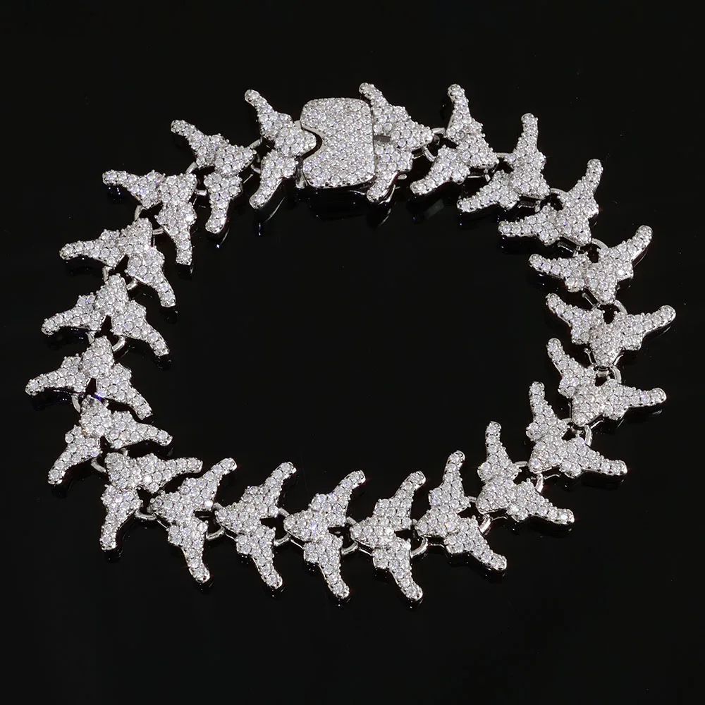 

HHIOK 16mm Fashion Iced Fishbone Chain CZ Zircon 18k Gold Plated Customized Miami Hip Hop Style Men's Jewelry Bracelet