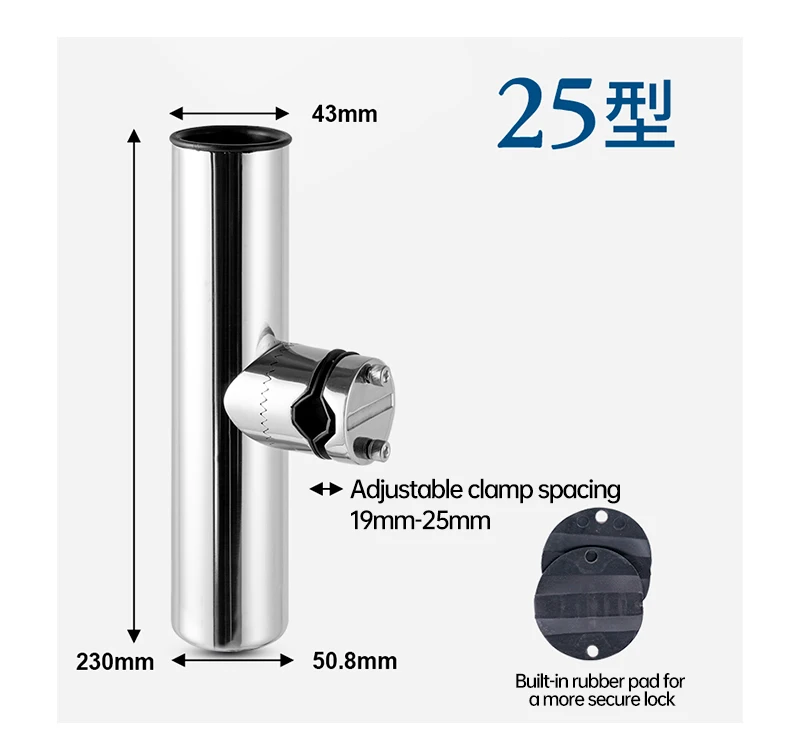 Boot Zubehör Angelrute Halter Clamp Seite Montieren 7/8 "-1" Schiene Marine Boot Edelstahl Stange Pole halterung Werkzeug – Detail 10