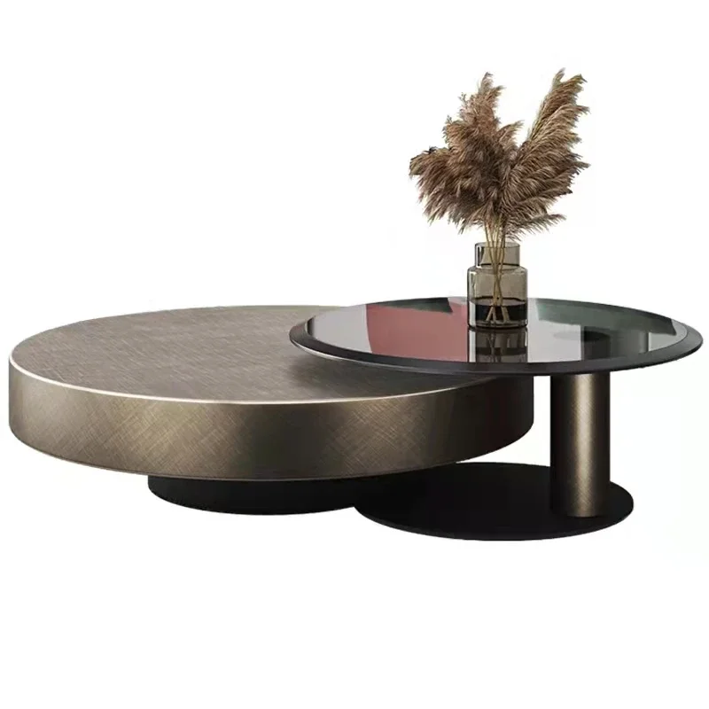 DAMOO Italian style stainless steel with tempered glass coffee table set