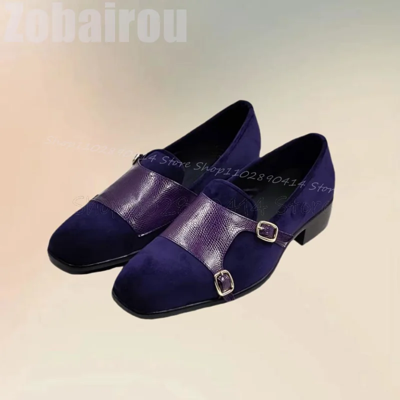 보라색 리치 프린트 버클 장식 패치워크 로퍼 패션 슬립온 남성 신발 고급 수제 파티/연회/오피스 남성 드레스 슈즈