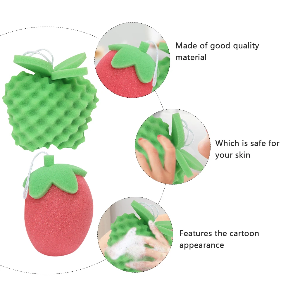 

2Pcs Bath Sponge Shower Cartoon Soft Body Scrubber Safe Skin Exfoliation Bath Sponge Leg Back Cleaning