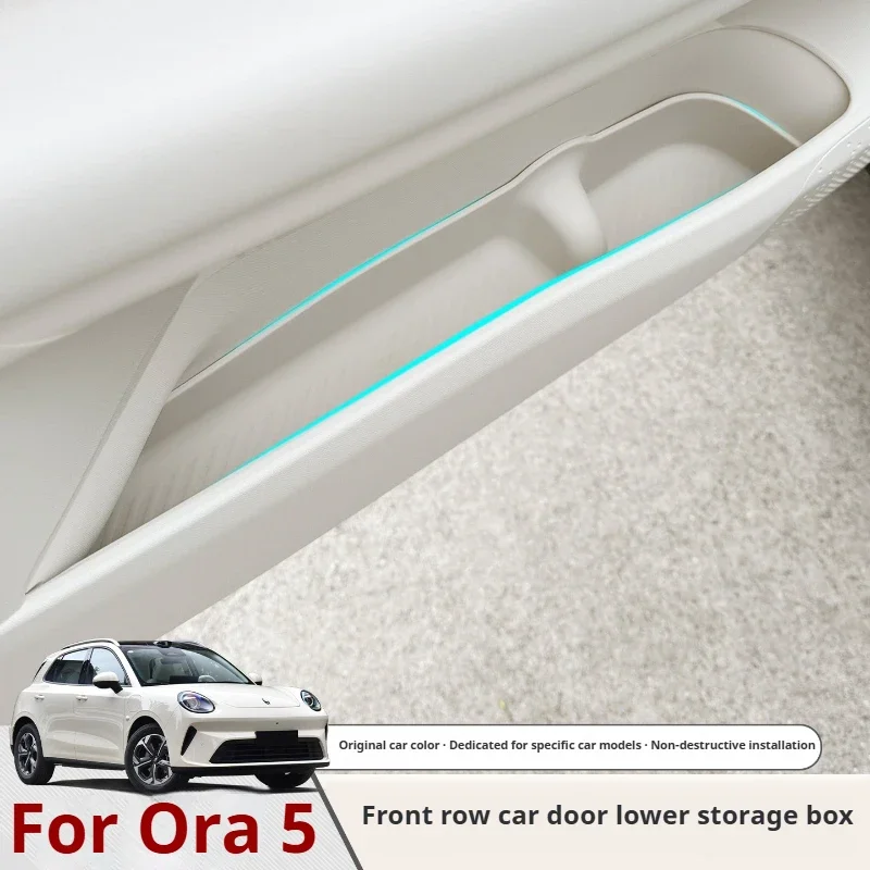 For GWM ORA 5 2026 TPE Front Door Bottom Storage Box Door Groove Organizer Storage Tray Interior Accessories 3